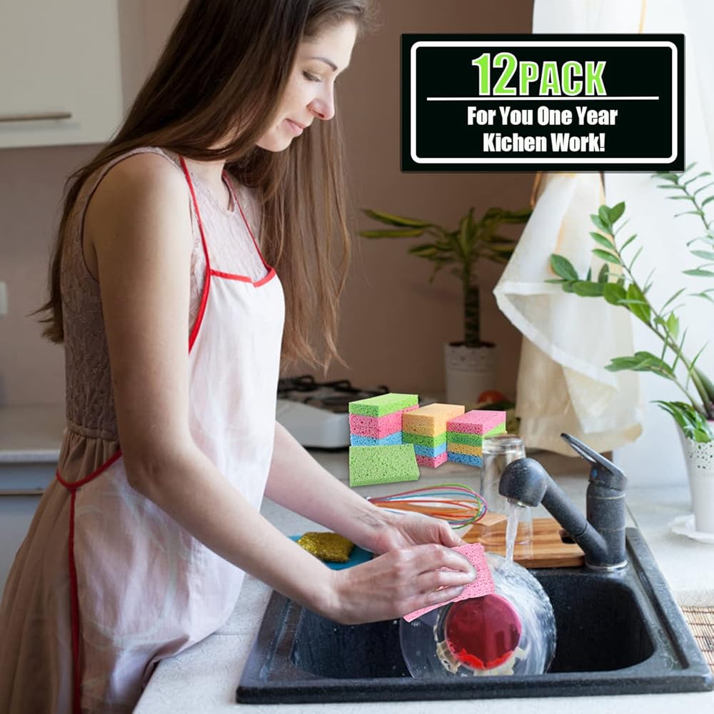 Lot De 9 éponges De Cuisine SQUATCH - 3 Bleues Douces, 3 Vertes Multi-usages, 3 Rouges Puissantes, Double Face