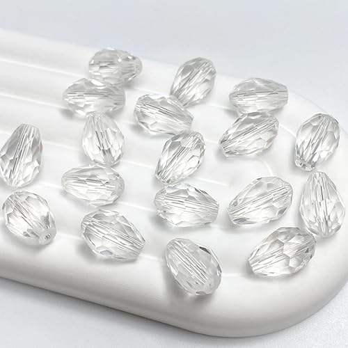 100 cuentas de cristal de lágrima de 0.236 x 0.315 pulgadas, forma facetada, agujero vertical, cuentas de vidrio sueltas, manualidades, pulseras,