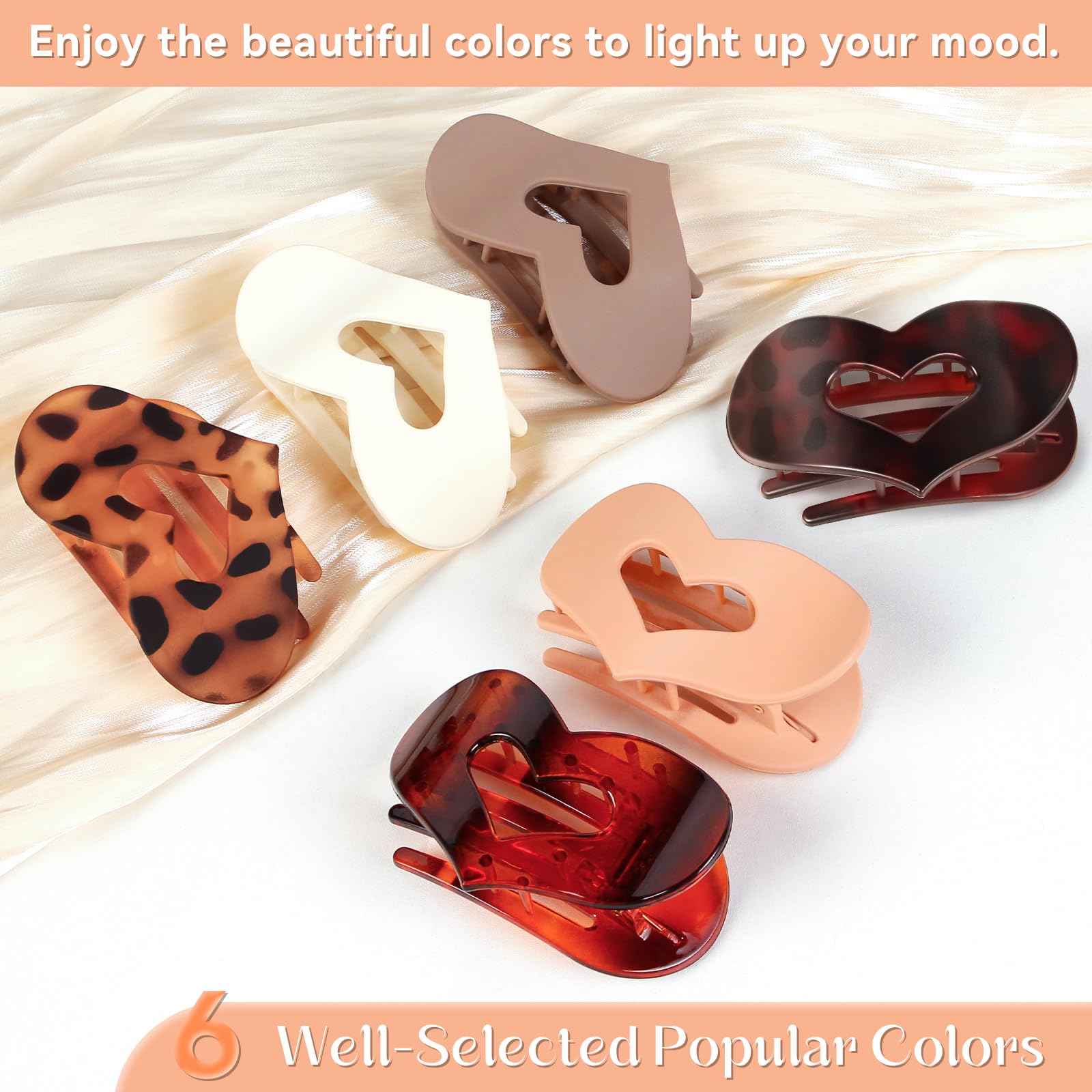 Flat Hair Clips for Women Curved Hair Claw Clips for Thick Thin Curly Hairs Strong Hold No Slip Matte Claw Clips for All Hair Textures Classic Multicolor (6pcs - Image 4