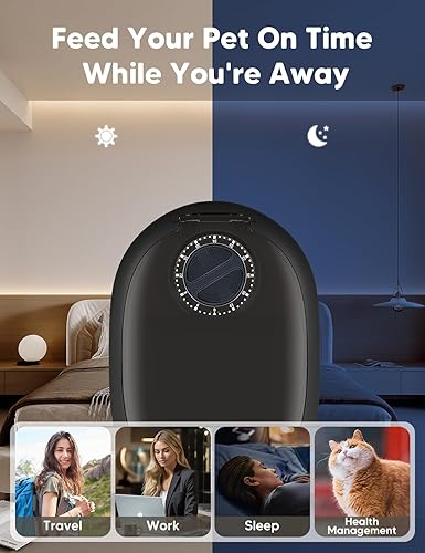 Miniatura 2 de WOPET Alimentador Automático para Gatos, Dispensador de Comida para Mascotas con Temporizador de 48 Horas con Envase de Hielo para Mantener la
