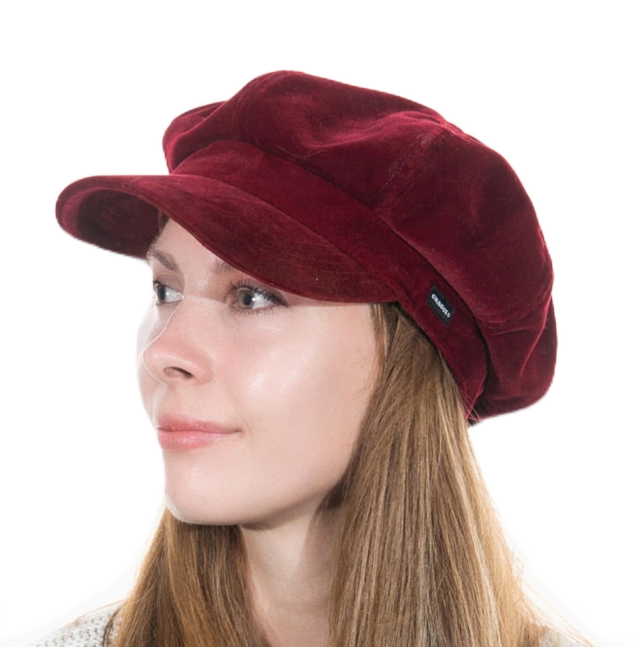 Baker Boy Cap Newsboy Military Cadet Hat in Red Velvet by CRAGGI