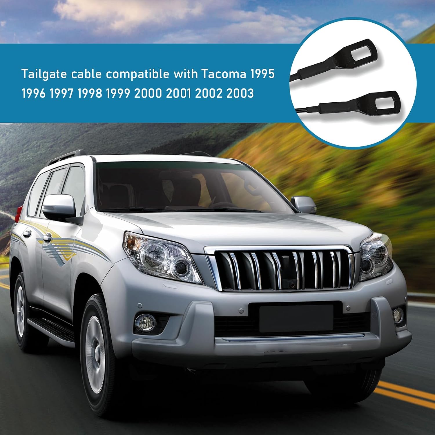 Pack of 2 Tailgate Cable, 65770-04030 Tailgate Cargo Box Pull Cable, Tailgate Replacement Parts, Compatible with Tacoma (Black)