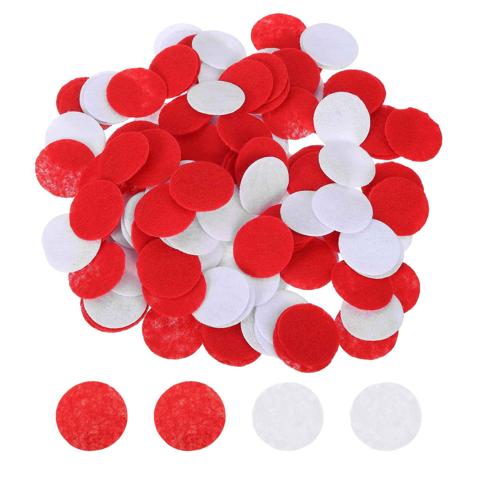 PATIKIL 25mm 1" Round Felt Circles, 200 Pcs Non-Woven Pre Cut Craft Pads Felt Fabric Circles for DIY Crafts Projects Sewing Handcraft Making, White/Red