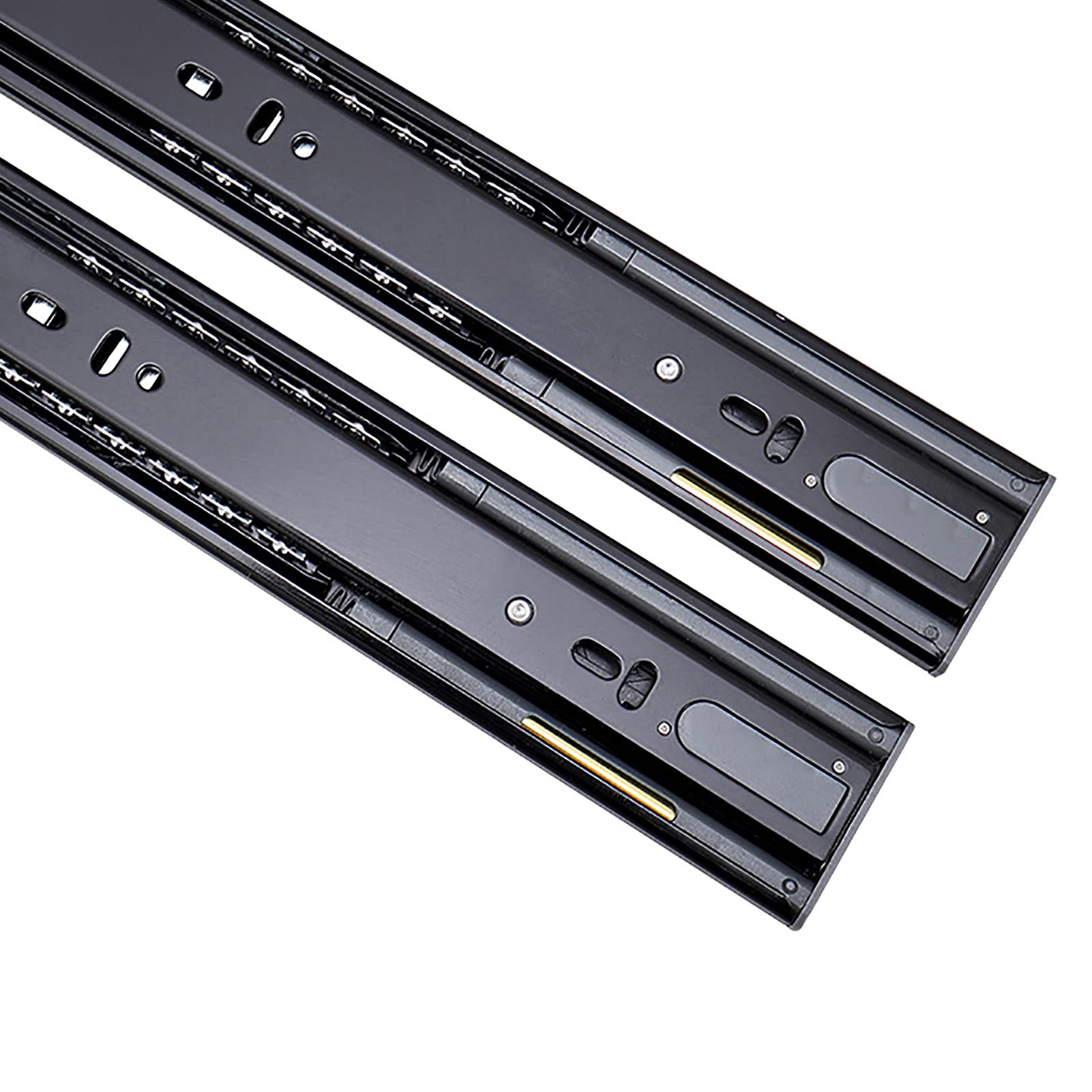 Schubladenschienen Vollauszug führungen, Vollauszug 3-Fach kugelgelagerte Hardware Schubladenauszüge, Schwarz Kugellager Seitenmontage Schwerlast 45 kg Tragkraft