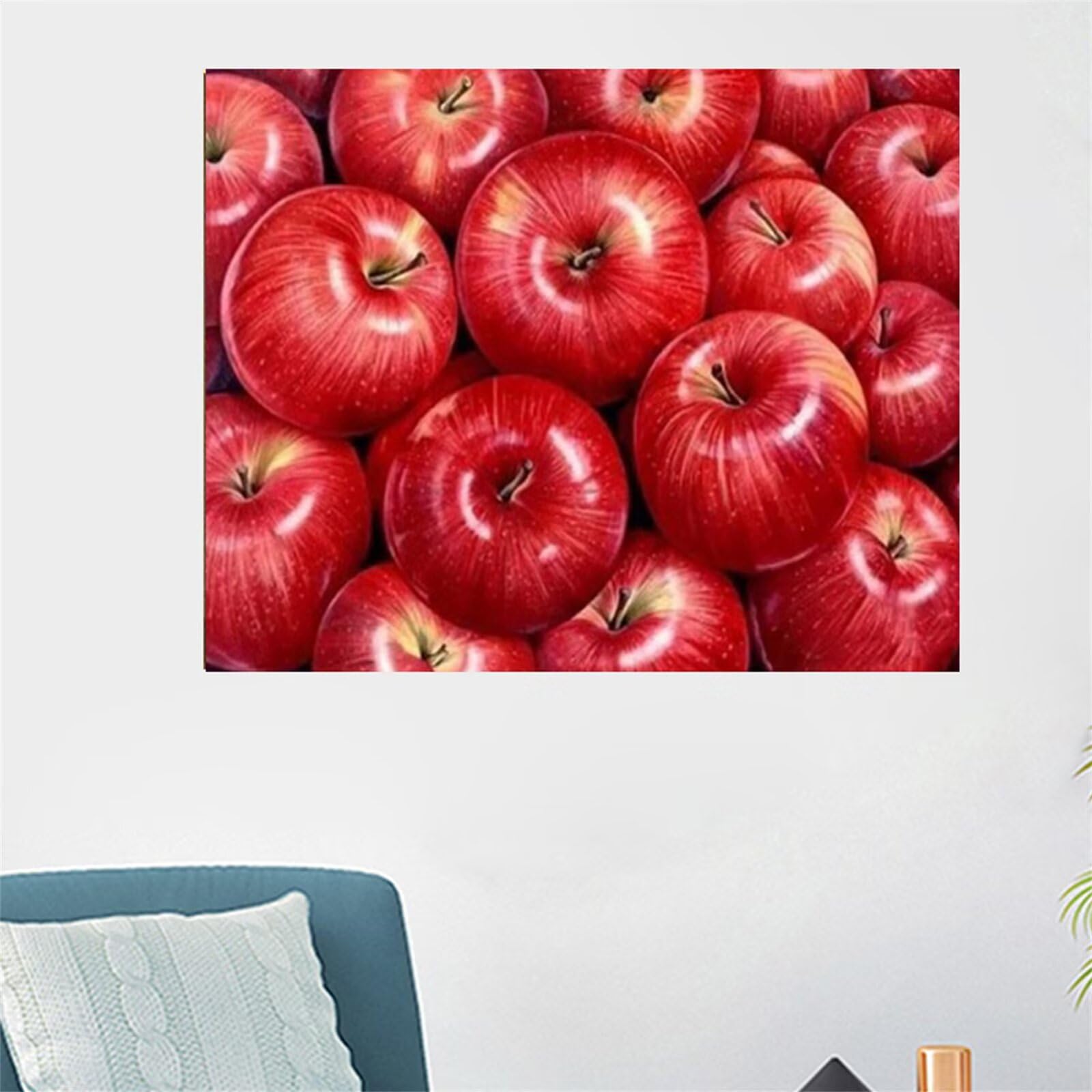 5D Diamond Painting Kit Completo, DIY Pittura Diamante Bambini, Mela rossa Diamond Painting Punto Croce Strass Perline Art Punto Croce Kit Disegno, per Casa Parete Decorazione Regali 60x80cm T-3252