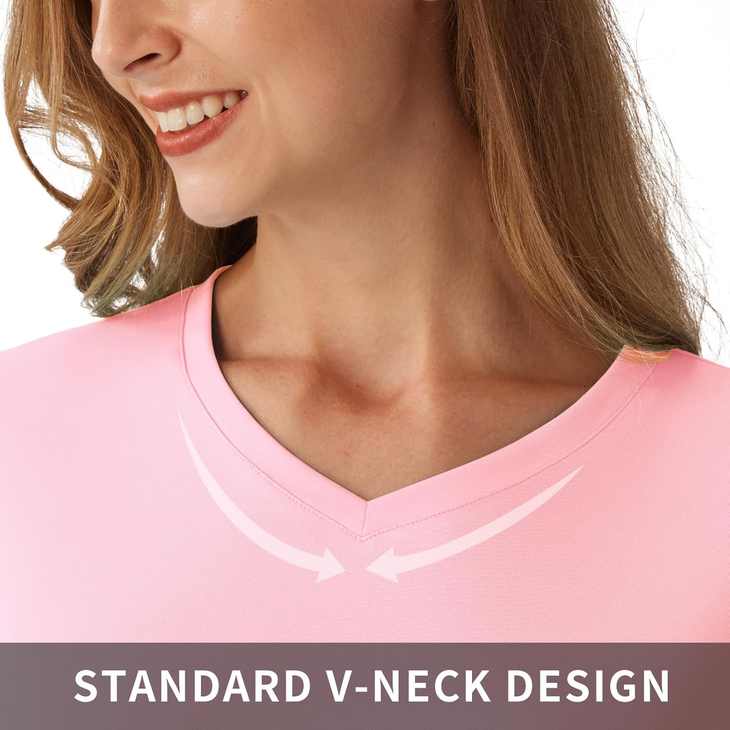 Women's Standard V-Neck UPF 50+ Long Sleeve Swim Rash Guard Shirt Quick Dry Lightweight Moisture Wicking