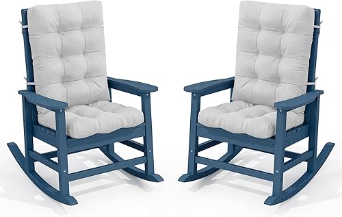 Miniatura 16 de SEWALL - Juego de 2 mecedoras de gran tamaño para exteriores, mecedoras de polietileno de alta densidad para adultos, mecedoras de patio para