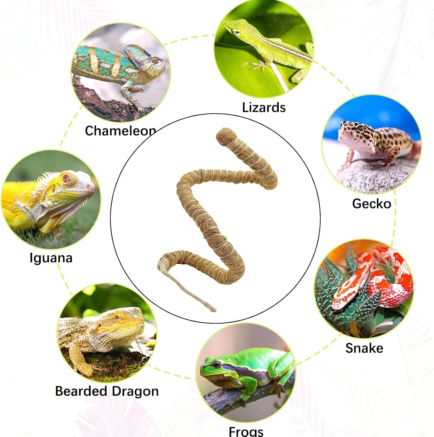 Flexible Climbing Vine for Reptiles Habitat Decoration Coconuts Fibre Bendable Jungle Climbing for Lizards Snake Reptiles
