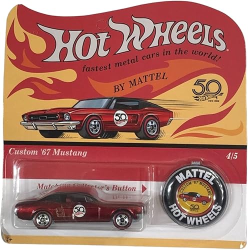 Miniatura 2 de Hot Wheels 2018 50th Anniversary Redline - Juego completo de 5 vehículos fundidos a presión con botones de coleccionista