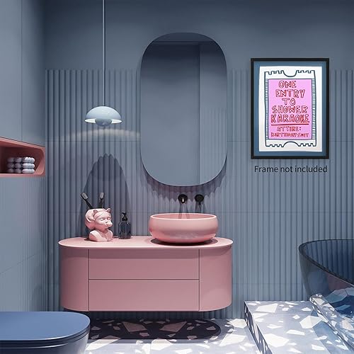 Miniatura 7 de Divertido arte de pared de baño, letreros retro de baño rosa y azul, póster de decoración de pared, póster de una entrada a la ducha, impresiones de