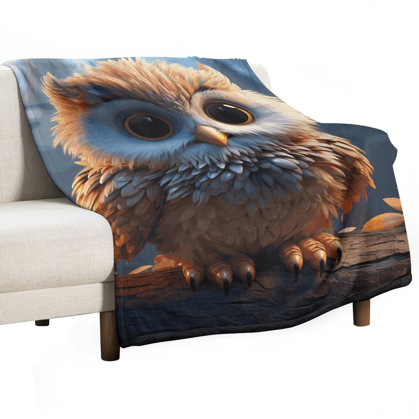 Couverture flanelle imprimé hibou jeté de lit confortable et léger grand format