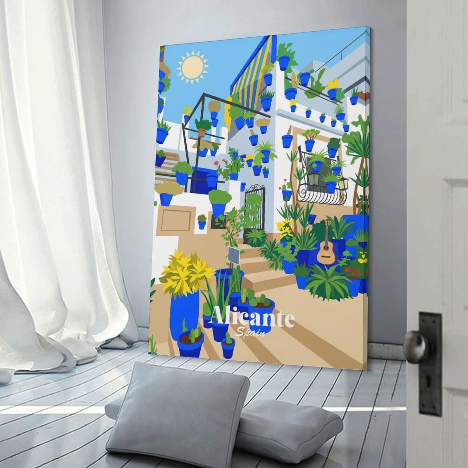 Junmoney Frame-Style-14-2 Canvas Wall Art Alicante Spain, 08X12inch(20X30cm), For Lounge Decor, Bedroom Walls Or Flats, Eye Catching Artwork For Blank Walls