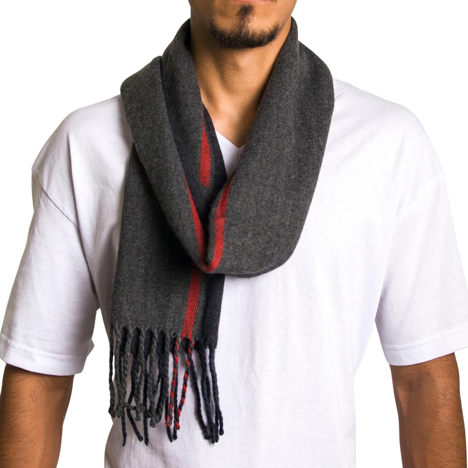 Alpine Swiss Mens Scarf Soft Knit Winter Scarves Plaid Striped or Solid Neck Covering Long Warm Stylish - Image 3