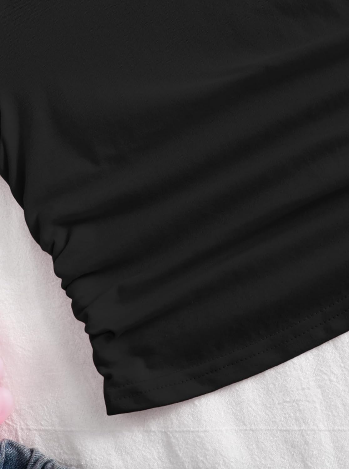 Girls Shirts Cute Summer Preppy Athletic Crop Tops Basic Ruched Graphic Tees - Image 5