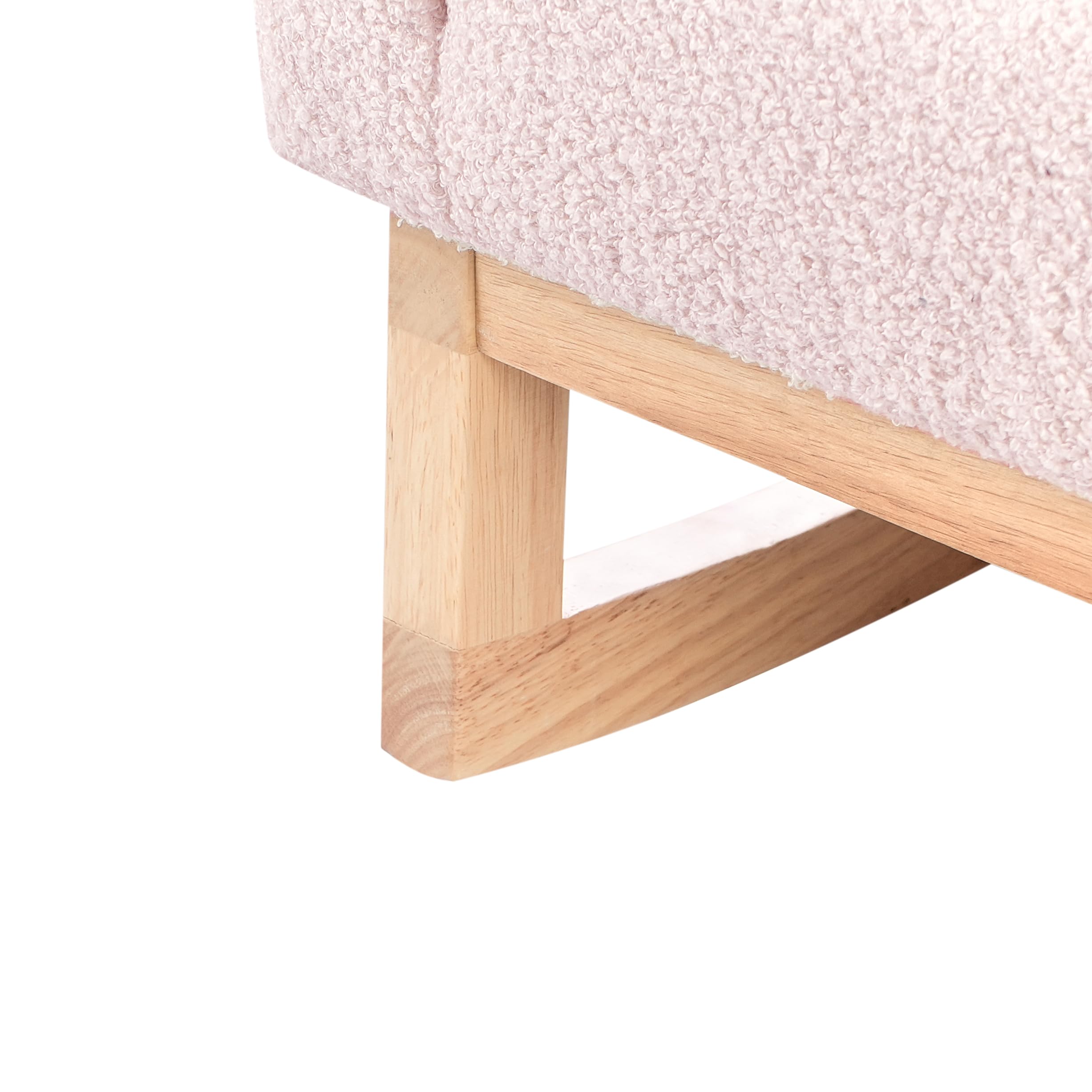 Fauteuil à Bascule pour Enfants en Bouclé Pieds en Bois Rose Pastel Norby