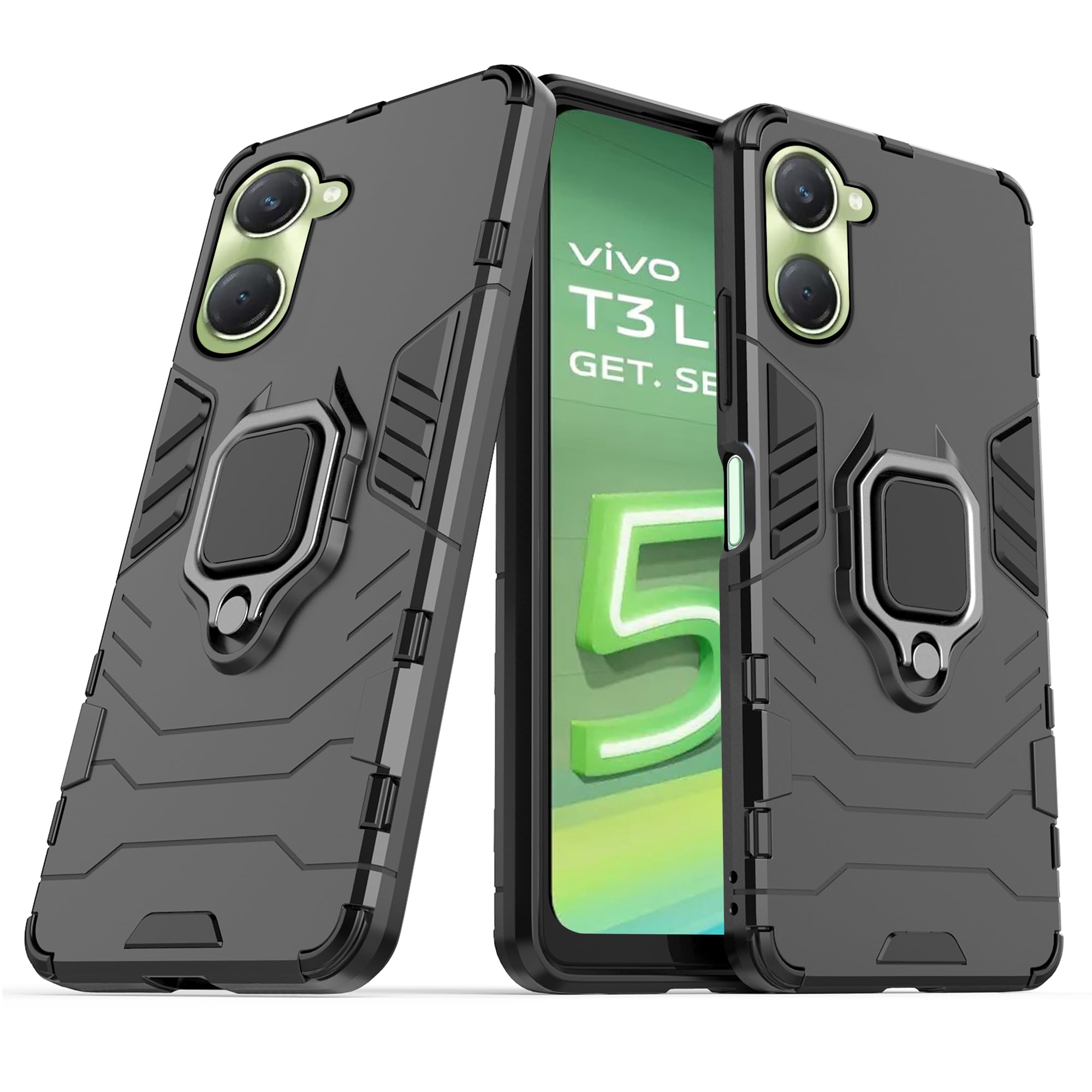 CEDO Rugged Vivo T3 Lite/iQOO Z9 Lite (5G) Defender Case | Rotating Ring Holder & Kickstand in-Built | Military Grade Armor | Bumper Back Cover (Black) (B0DFWTS3QK) Amazon Price History, Amazon Price Tracker