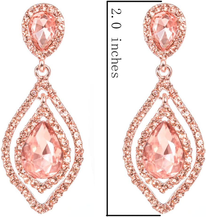 NLCAC Women Pear Shape Crystal Earrings Dangle Teardrop Rhinestone Chandelier Bridal Earring for Wedding - Image 5