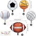 RasuDecor 10Pcs Set (2Pcs-27”Rugby ball+ 18”(Football+ Baseball+ Volleyball+ Basketball each 2pc Circle) Mylar Foil Balloons (Set of 10), Sports Theme Party Decorations Birthday Wedding Baby Shower Events Festivals Party Decor #RasuImpex (10Pcs SportsBall Set) gallery image
