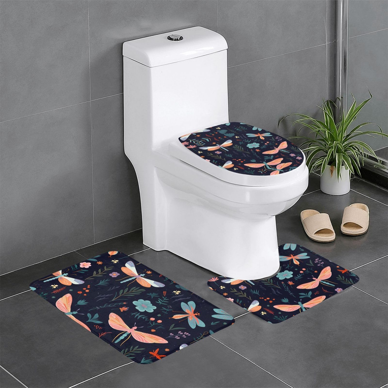 Tapis de salle de bain libellule antidérapant et facile à nettoyer pour sécuriser les sols humides