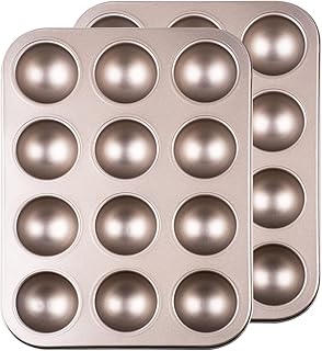 Donut Hole Baking Pan Set of 2, Mini Cake Pop Round Sphere Baking Mold Semi Sphere Tray Non-stick 1-3/4" Bite Size Half Ball Eyeball Cakes For Halloween Christmas Baking