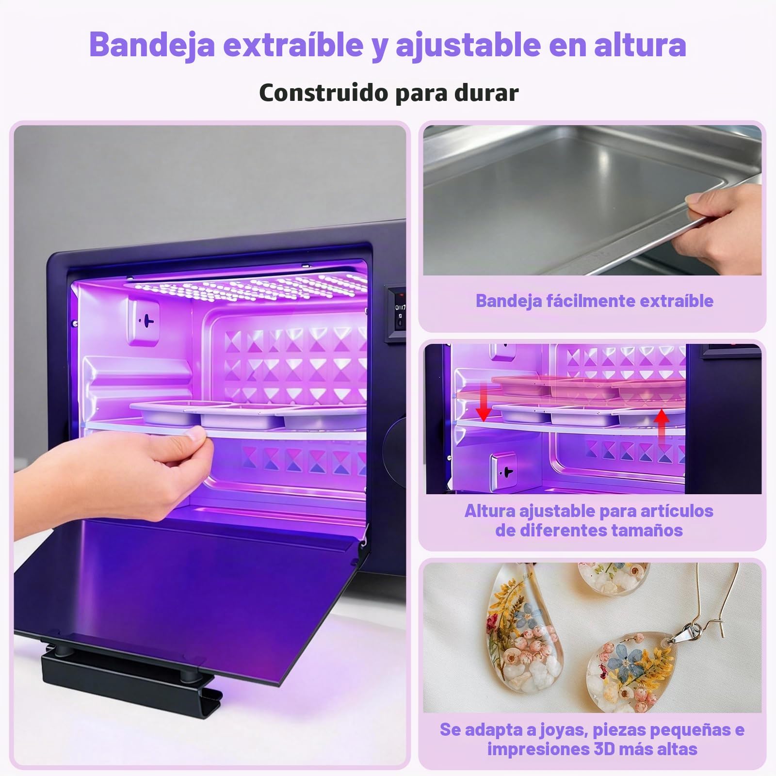 Máquina de Curado de Resina UV 395nm, Caja de Curado 80W para Impresión 3D | Estación Curado Resina con 80 LED, Temporizador, Bandeja Extraíble, para Modelos de Resina SLA/DLP/LCD, Joyería DIY