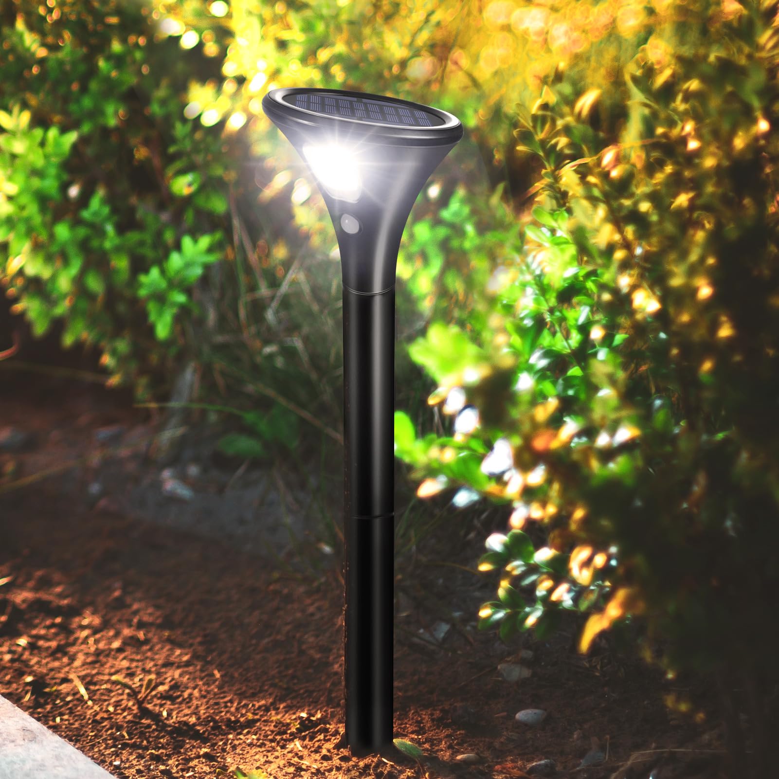 Solar Gartenleuchten mit Bewegungsmelder für Außen – 4er Set, 2 Beleuchtungsmodi, Rasen, Weg & Hof, IP65 wasserdicht, automatische Ein/Aus-Funktion