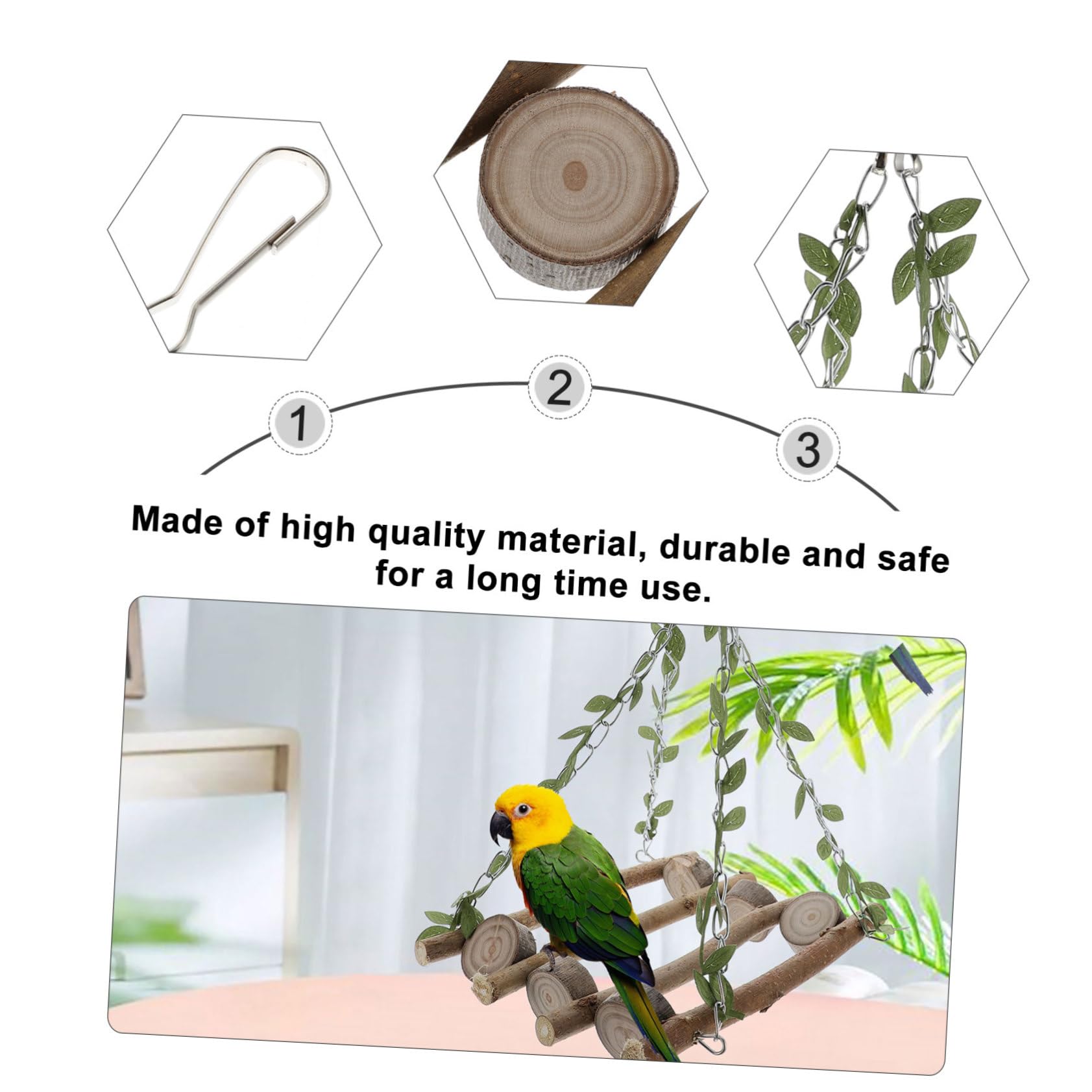 BESPORTBLE 3 Piezas Loro Juguete Hamaca pájaro para Loro Juego para Loros Juguetes Juego Madera Columpio para pájaros Juguete Columpio para Loros Colgante el Columpio