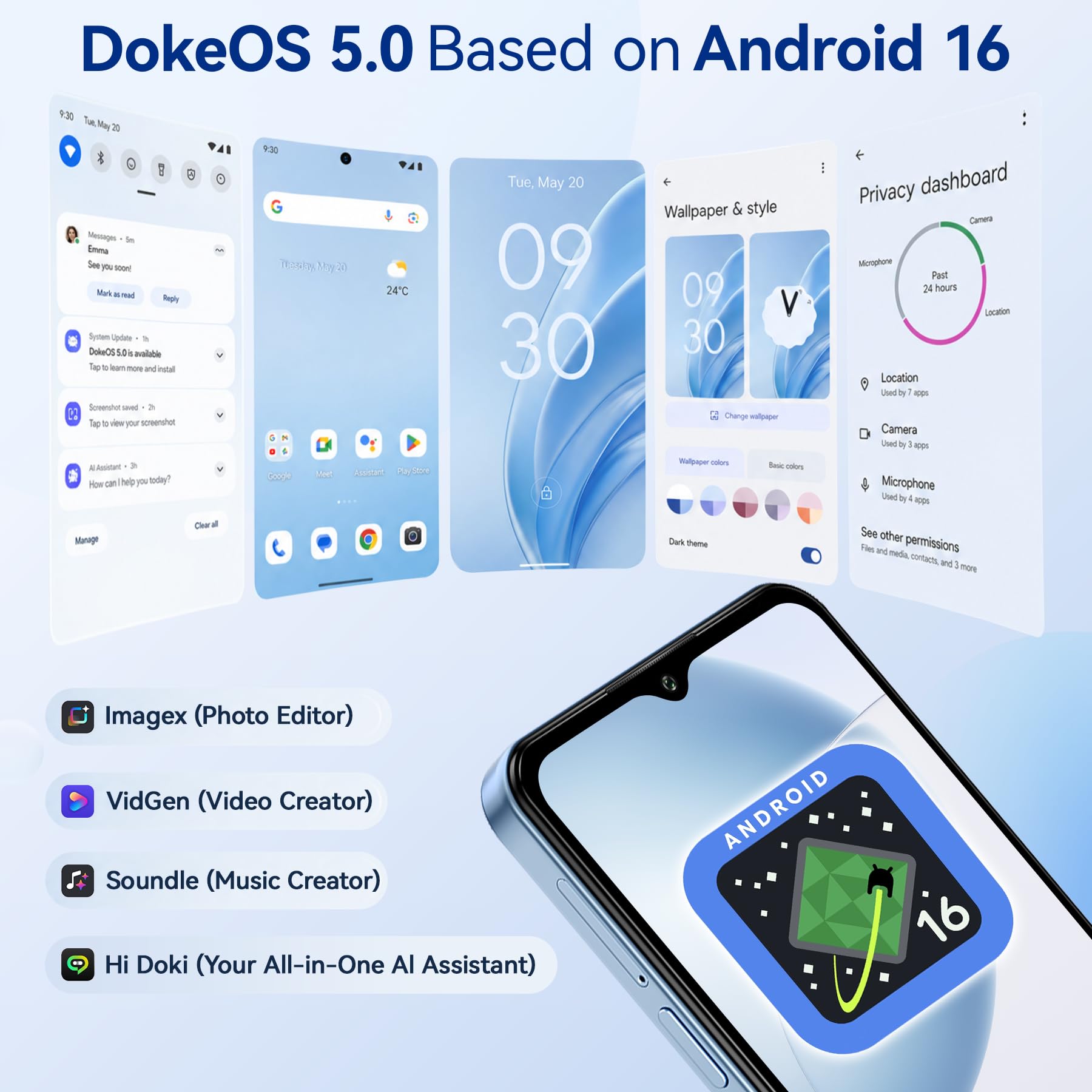 Blackview WAVE 7C Smartphone Android 16, 16GB+64GB/2TB Telefono Cellulare | 32MP Cellulare in Offerta, 6.56" Schermo, 5000mAh Cellulari, 4G Dual SIM Telefoni, Face ID, 3 Slot Carte, 3.5mm, IP54, Type-C
