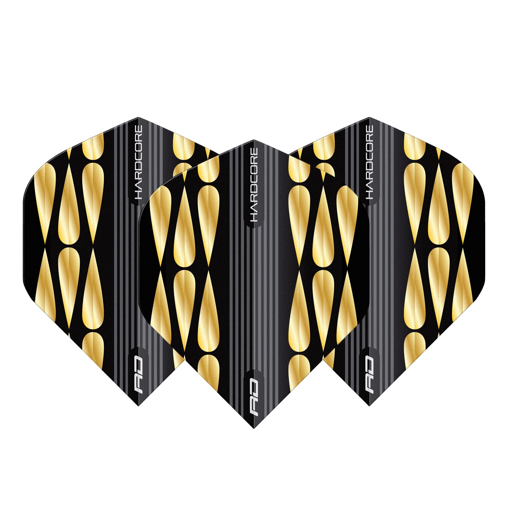 RED DRAGON Hardcore Premium Gold & Black Teardrop Dart Flights - 3 zestawy w opakowaniu (łącznie 9 lotów w rzutki)