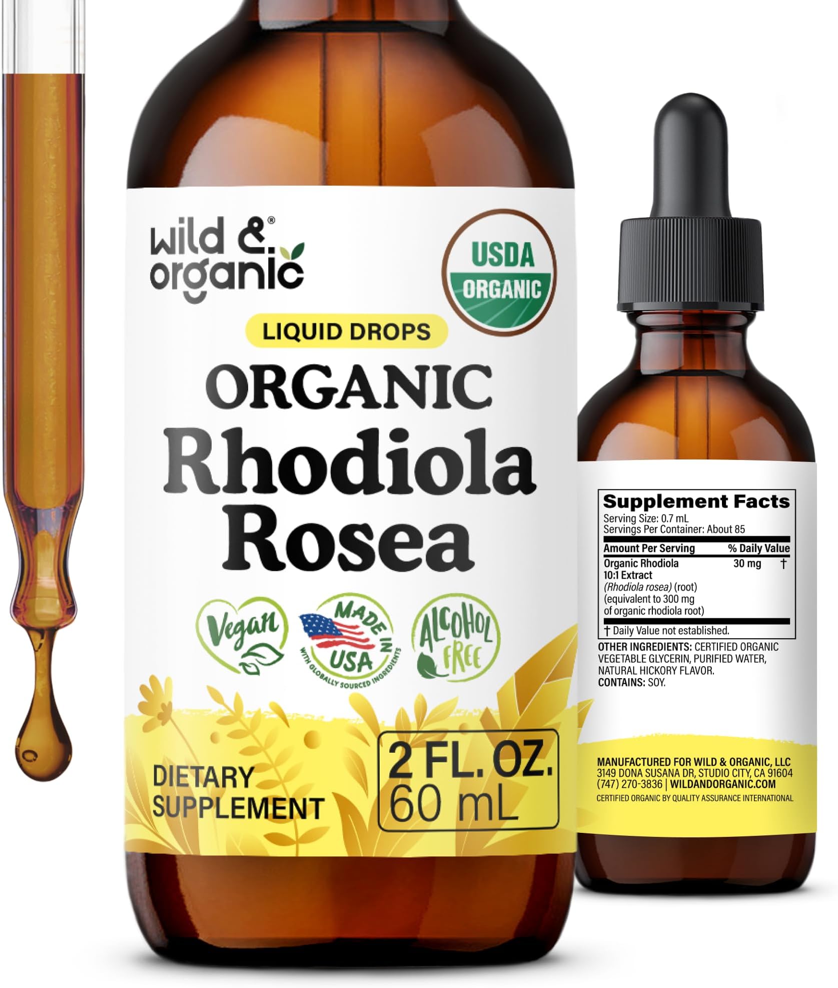 USDA Organic Rhodiola Rosea Tincture - Relaxation & Mood Support - 2 oz