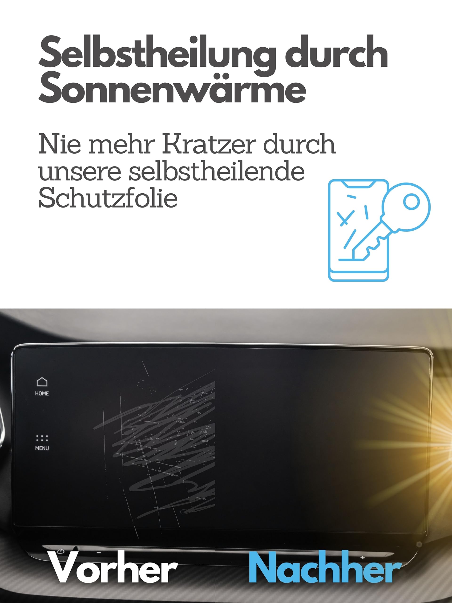 DISSKIN® Displayschutzfolie Kompatibel zu Skoda Octavia IV 10 Zoll (bis 01/2024) - selbstheilend durch Wärme, Matt, antibakterielle Beschichtung, Anti-Fingerabdruck