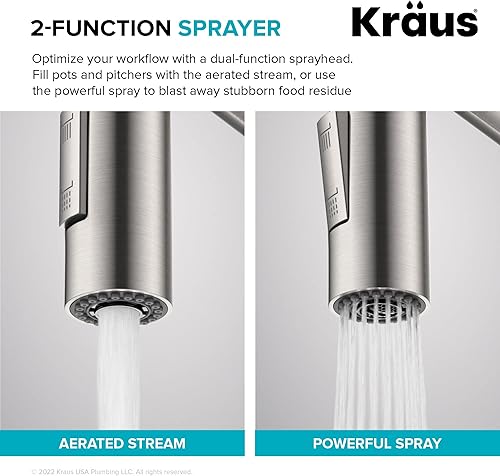 Miniatura 12 de KRAUS Oletto - Grifo de cocina comercial monomando extraíble, con sensor sin contacto y con montaje superior QuickDock, en bronce champán antiguo