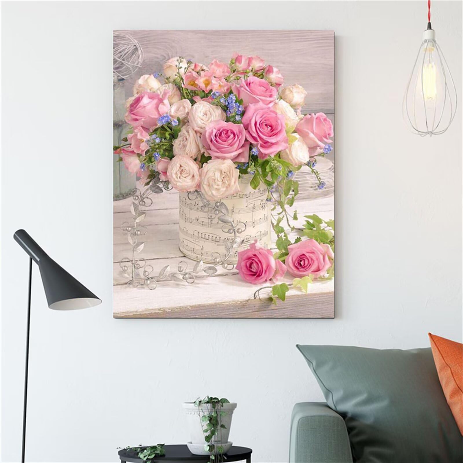 5D Diamond Painting Kit Completo, DIY Pittura Diamante Bambini, Fiore di rosa Diamond Painting Punto Croce Strass Perline Art Punto Croce Kit Disegno, per Casa Parete Decorazione 70x100cm T-3431