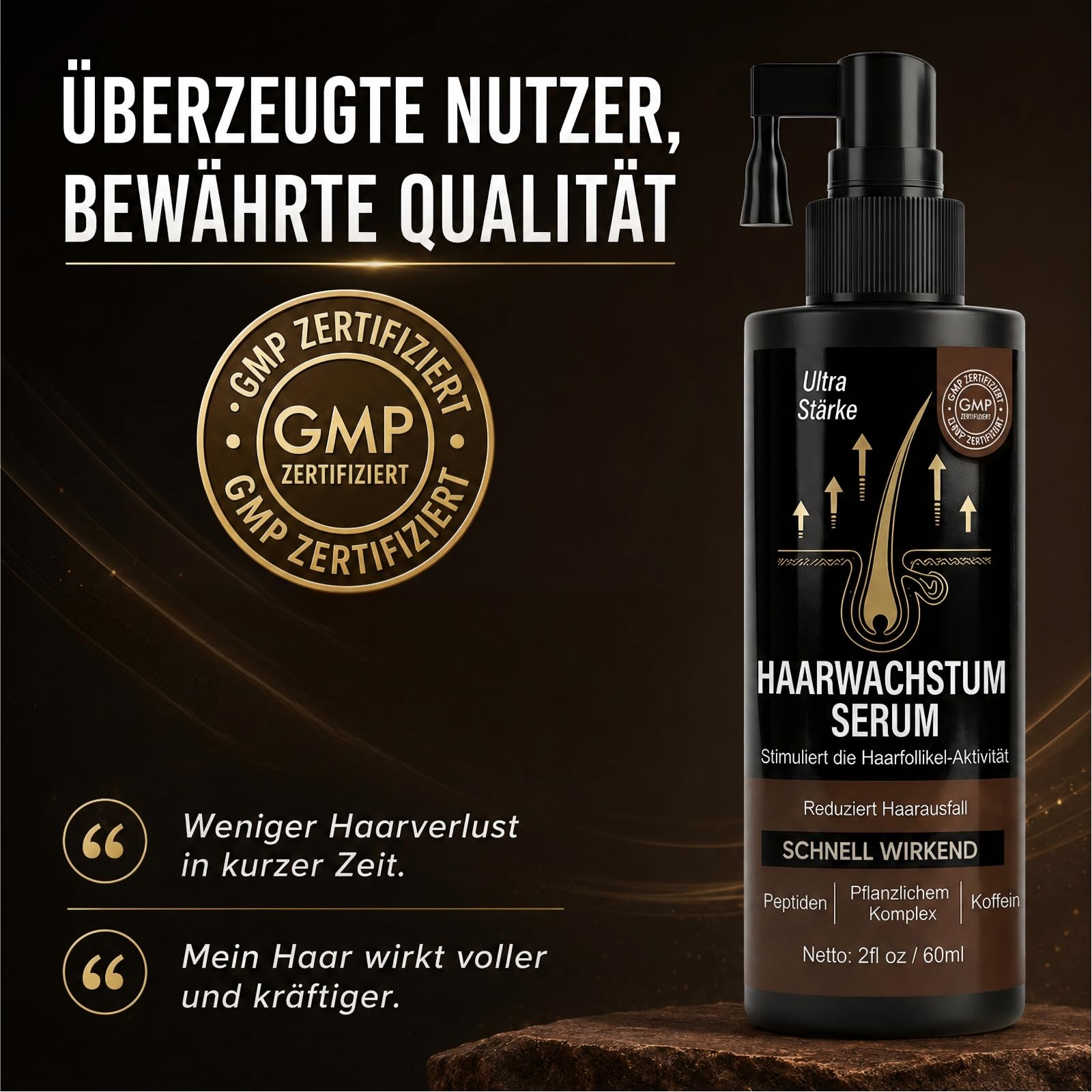 Hair Growth Spray, 60 Ml Haarwachstumsspray für Frauen & Männer, das Haarwachstum Beschleunigt, Haarwachstum Serum für Haardicke und Pflege, Spray Design Frisch Nicht Fettig