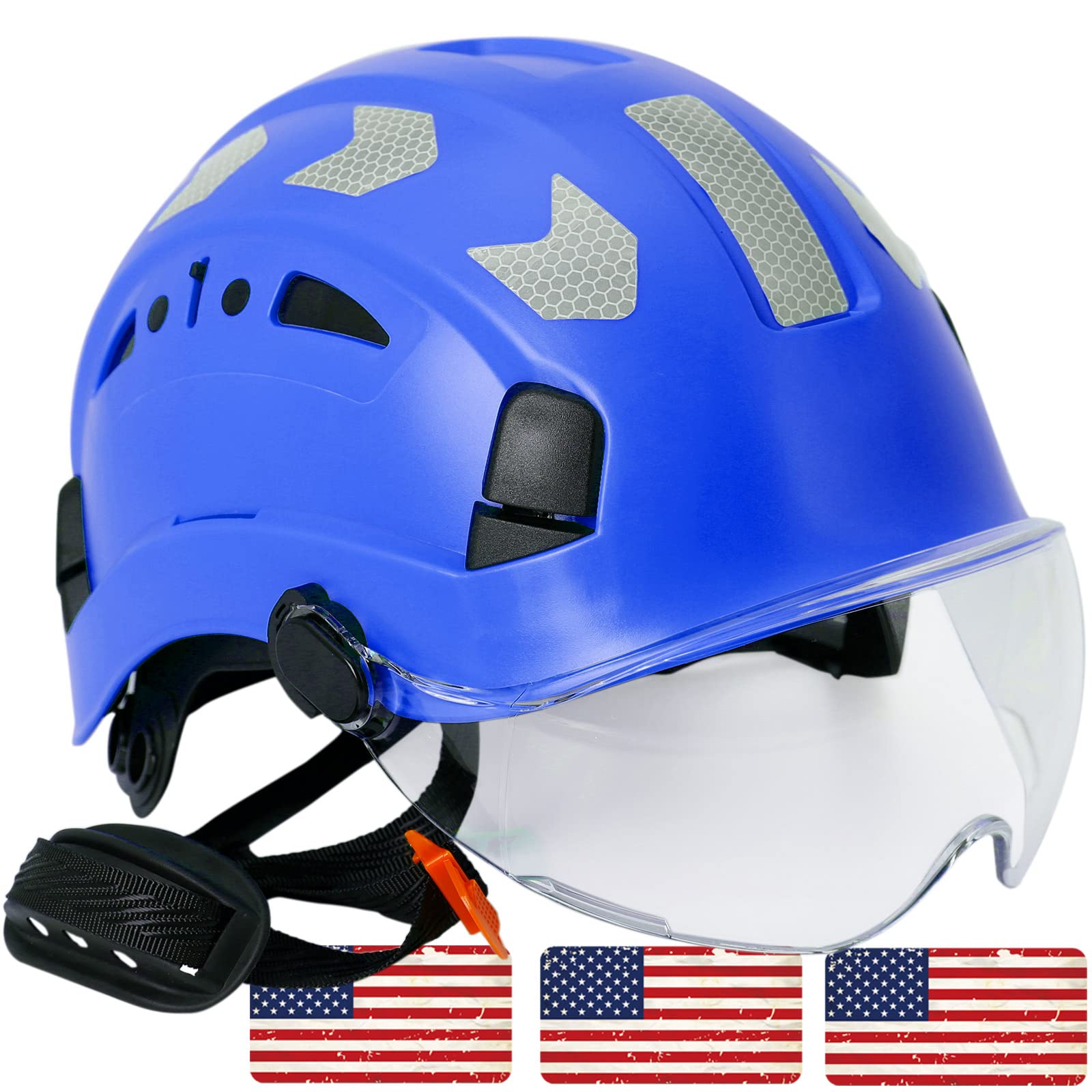 AOLAMEGS Construction Safety Hard Hat - ANSI Z89.1 Type Ι OSHA Approved Safety Helmets with Chin Straps Lightweight Reflective Vented ABS Hard Hats For Men Women Industrial Workwear 6-point Suspension