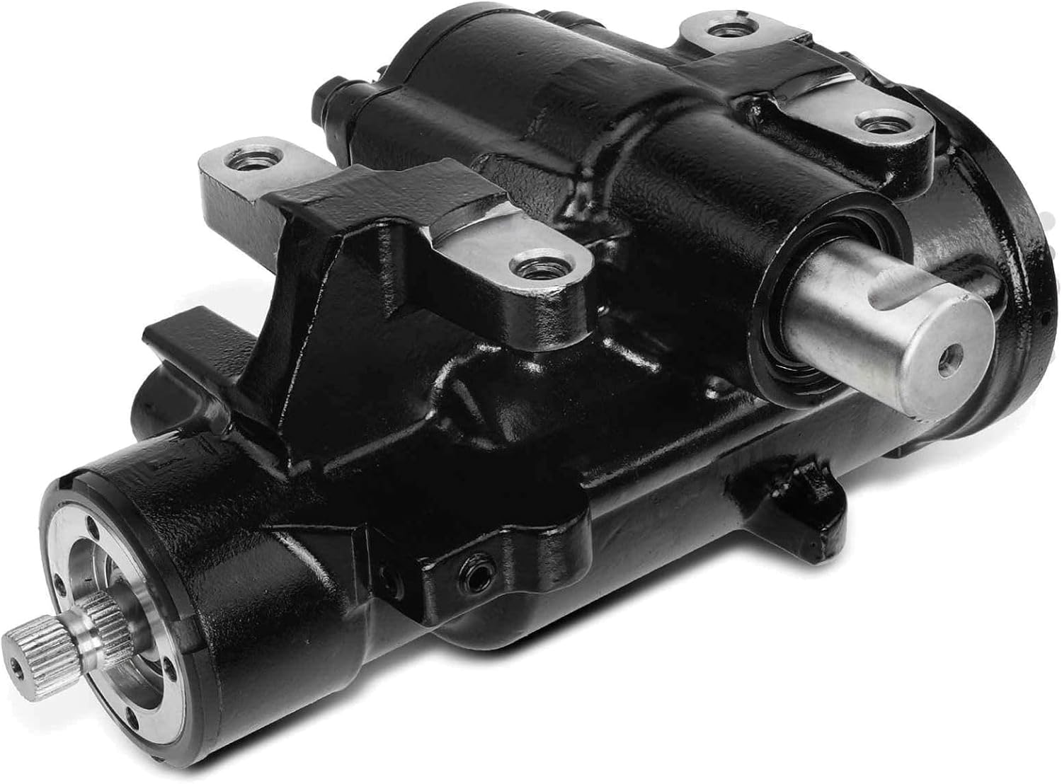 Power Steering Gear Box for GMC,for Chevy Steel/Aluminum-Casting Material Black 18.42mm-Input Shaft Diameter (Mm) 4-Number of Mounting Holes M18 X 1.5-Pressure Port Thread Size