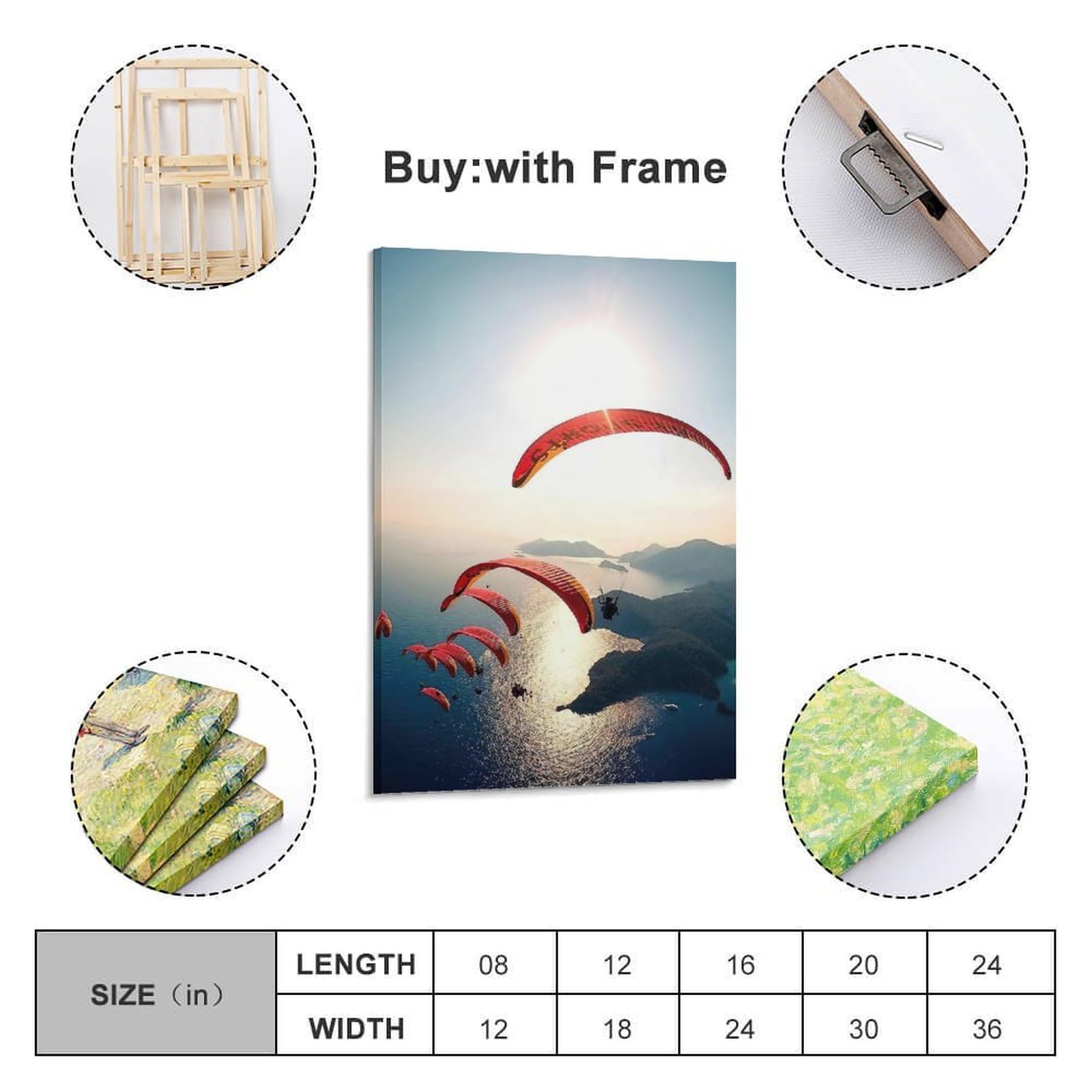 YCGYMX Poster sportivo su tela, motivo: foto aerea della squadra in parapendio, poster decorativo da parete e stampa artistica moderna, poster decorativo per la camera da letto (50 x 75 cm)
