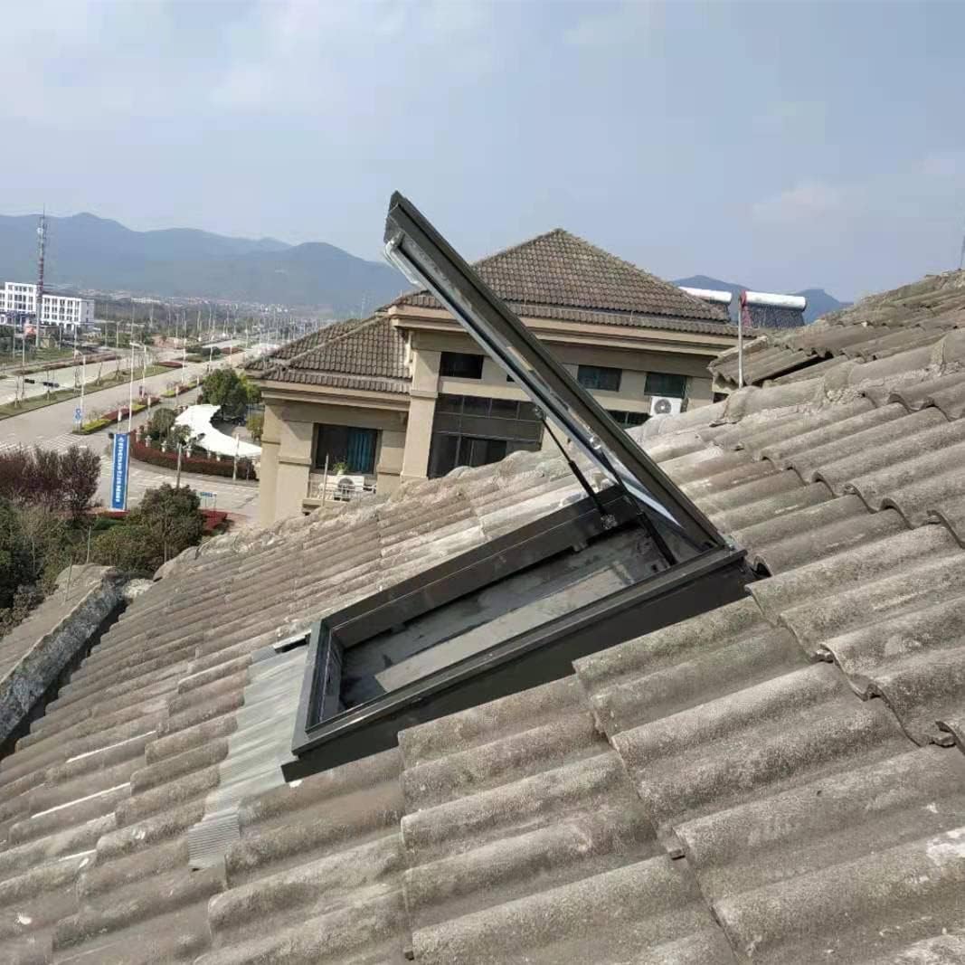 Roof Window And Skylight Basement Daylighting Door Multi-angle Roof Viewing Aluminium Window Customized (700mm*700mm/27.55inch*27.55inch,Manual version)