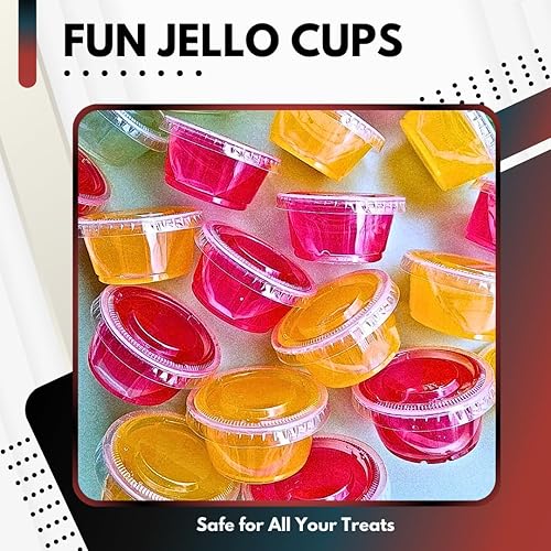 Miniatura 9 de Green Direct Vasos de gelatina desechables de plástico de 5.5 onzas con tapas, 100 juegos  Recipientes de porciones pequeños, tazas de salsa para