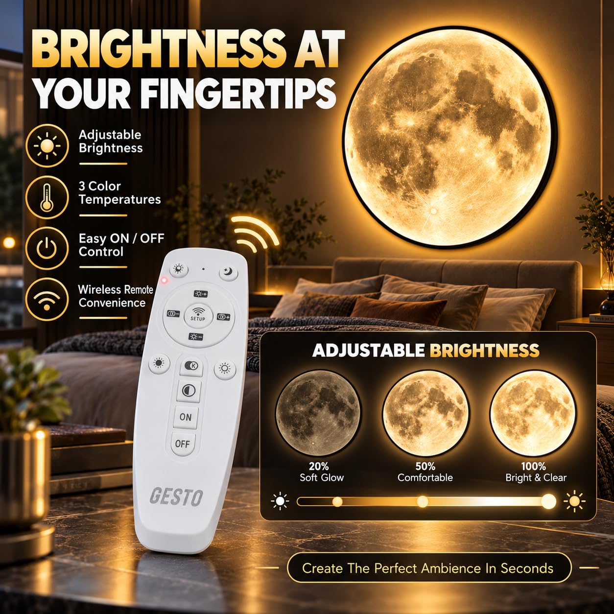 Gesto 16" Moon Wall Light - Realistic LED Decor -4 Gesto 16" Moon Wall Light - Realistic LED Decor -4