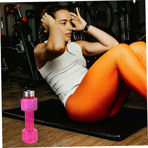 Miniatura 8 de DOITOOL Botella de agua deportiva con forma de mancuernas Botellas de agua potable Fitness Hervidor de agua Botella de entrenamiento corporal Rosy