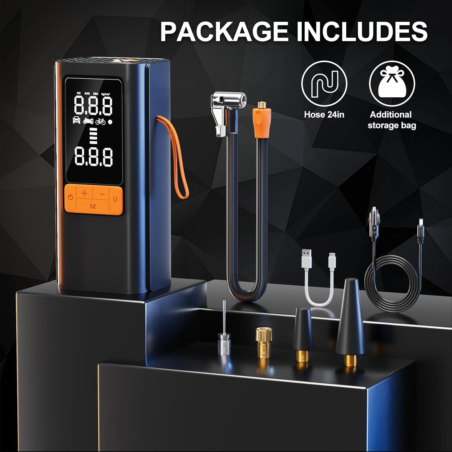 Tire Inflator Portable Air Compressor, 150 PSI Air Pump for Car Tires, Bike Tire Pump with Digital Pressure Gauge, LED Light & Auto Shut-Off – Portable Tire Inflator for Car, Motorcycle, Bike, Balls - Image 8