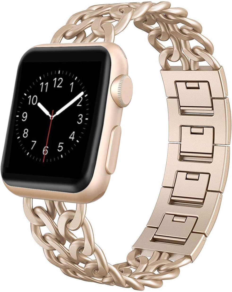 AmzAokay Replacement bands Compatible for Apple Watch 38mm 42mm Stainless Steel Metal Cowboy Chain Strap for Apple Watch 40mm 44mm Series 5 4 3 2 1 Sport and Edition(Gold Matches Series 2&1,38mm/40mm)