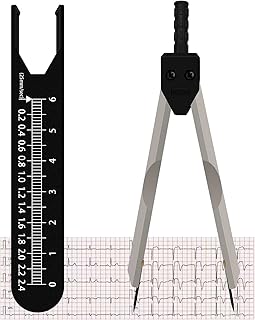 EKG Calipers, ECG Calipers Caliper for Nurses Measuring Tool with Ruler and Help Read ECGs Stainless Steel Black Reliable Useful EKG Caliper for Paramedic School Cardiology Electrocardiogram