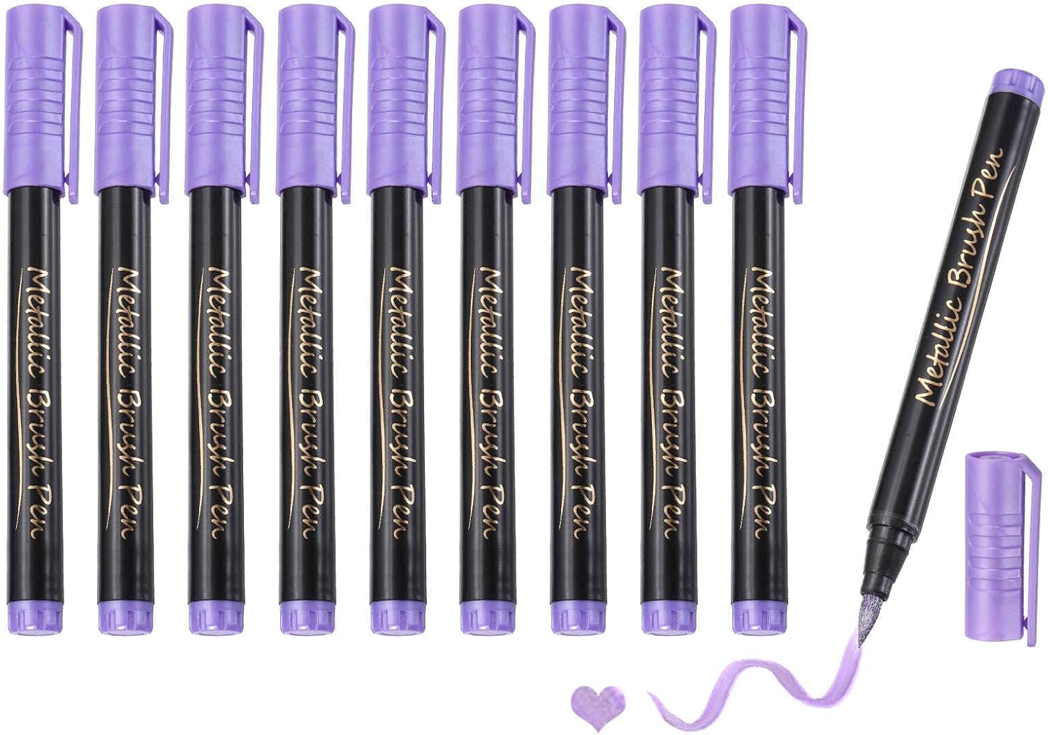 MECCANIXITY 10 Pcs Metallic Marker Pens Metallic Paint Brush Markers Medium Tips Mark Pens for Scrapbooking Glass Rock Painting Cards Photo Albums Ceramics DIY Artwork(Purple)