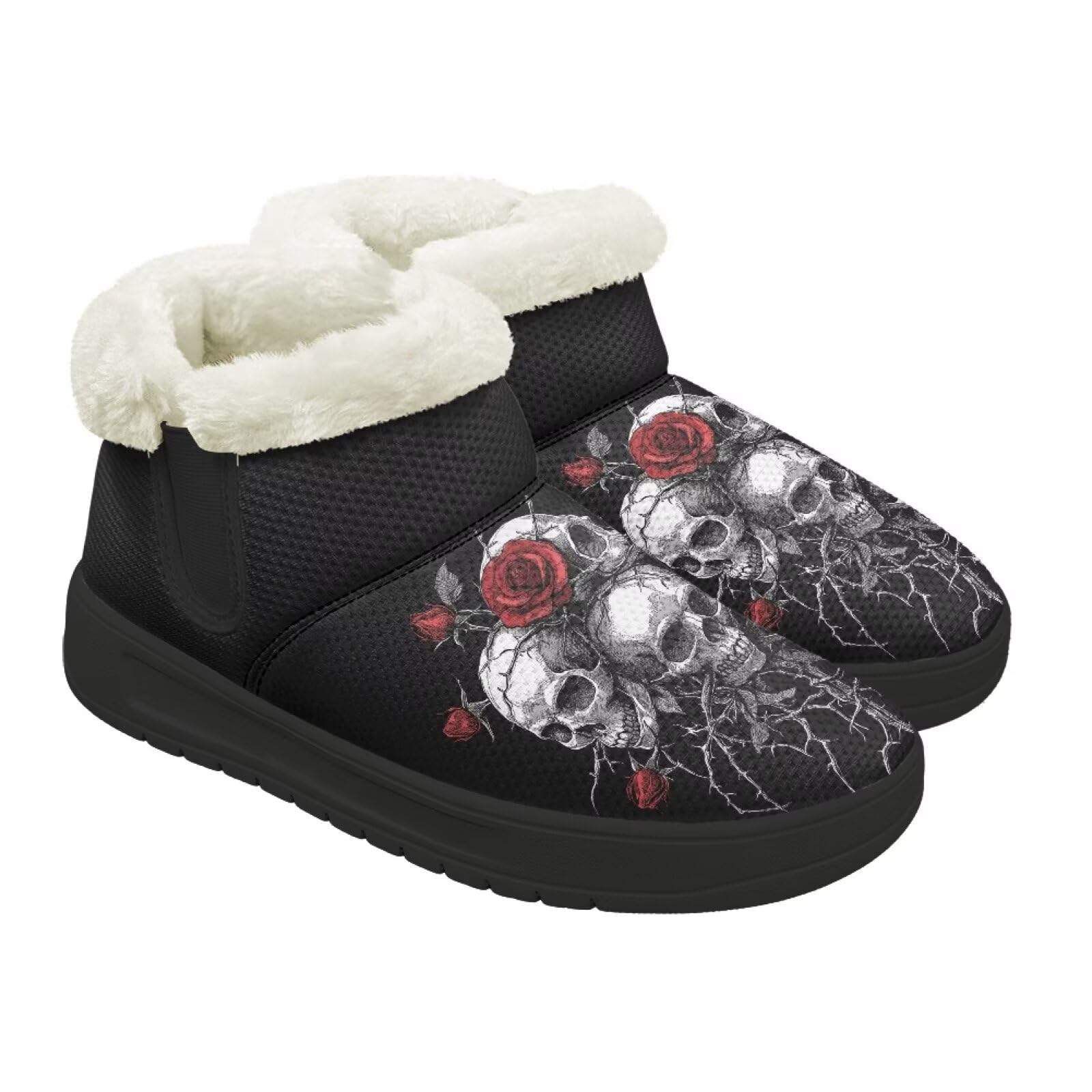 Womens Winter Snow Boots Outdoor Wide Toe Warm Fur Lining Fashion Mid-Calf Boots Anti Skid Outsole Booties
