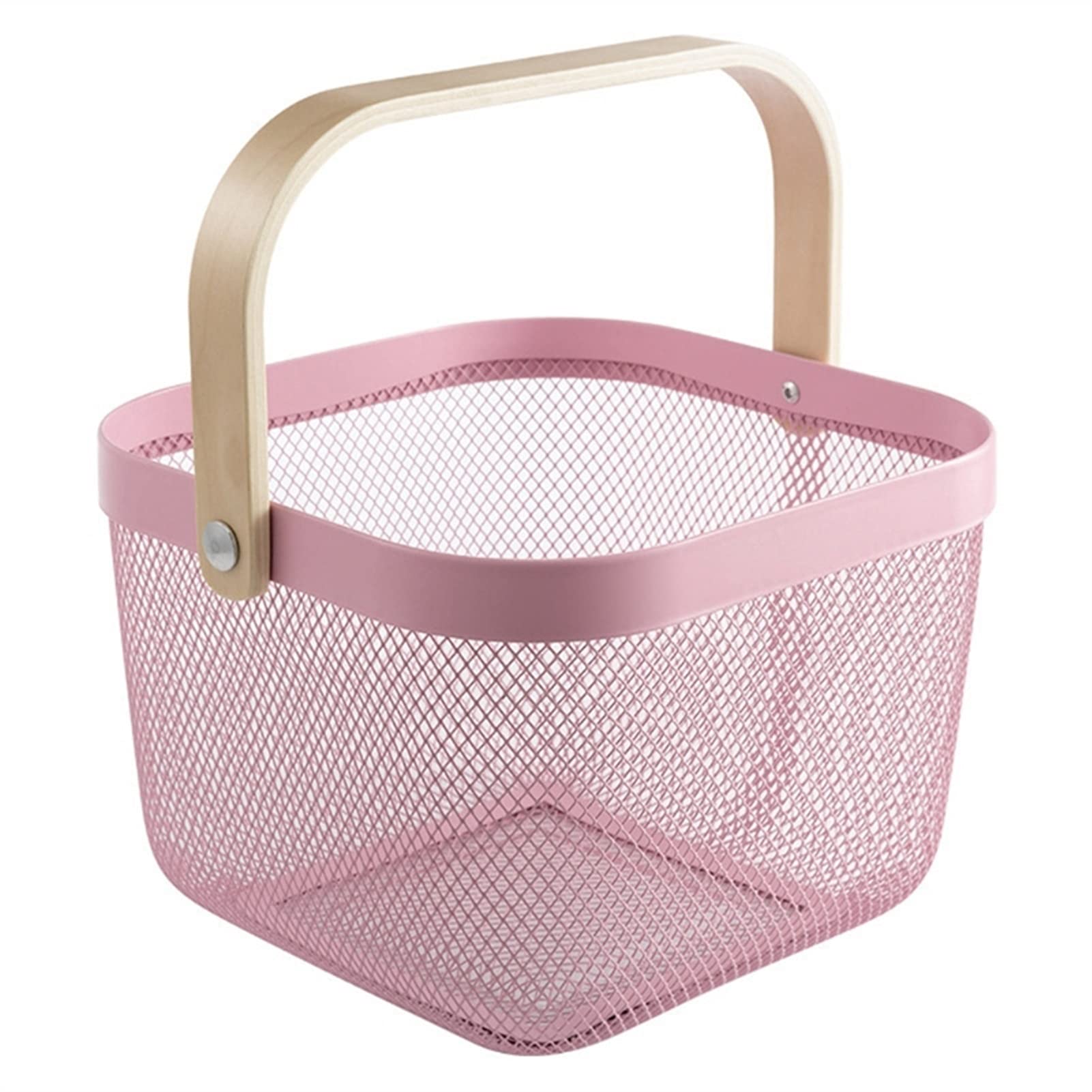 Nowe plastikowe składane koszyk koszyk piknikowy kosz do żywności przekąski owoce do przechowywania warzyw Koszyki na Zakupy (Color : Pink)