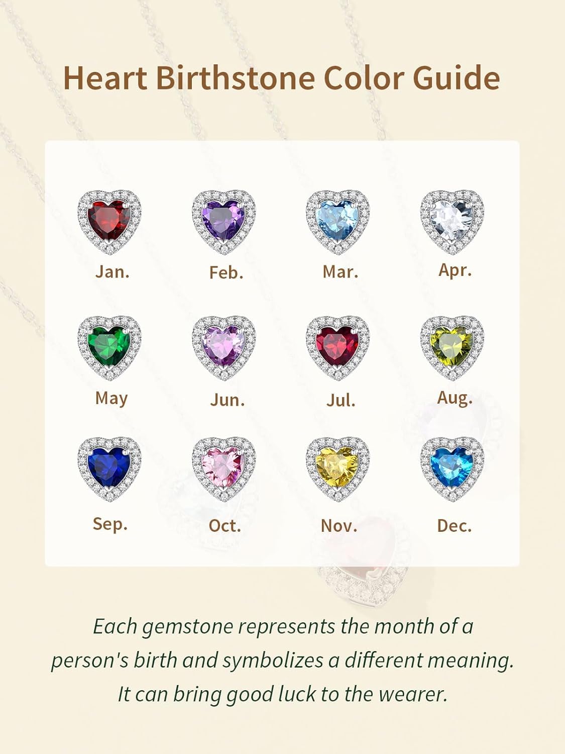 FindChic Dainty Heart Birthstone Necklace for Women Mom Girls Platinum Plated CZ Pendant Sparkly Birthday Anniversary Valentine's Gifts for Her Mom, with Gift Box - Image 9