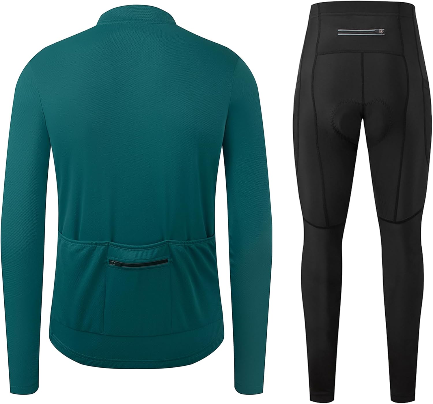 Men's Cycling Jersey 1/3 Zipper Cycling Set Solid Color Club Fit, Long Sleeeves Bike Jersey and Pants Zipper Pocket - Image 2