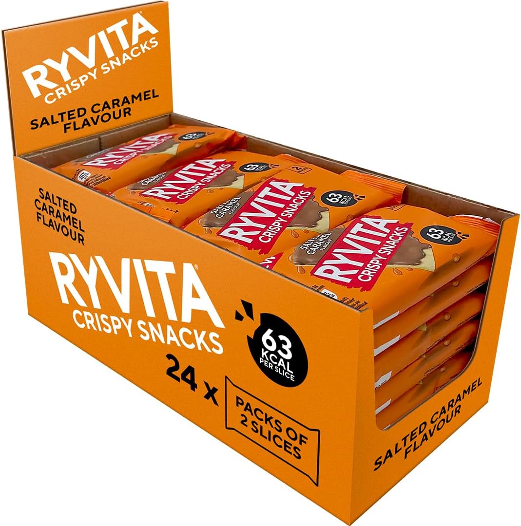 Ryvita Crispy Snacks Twin Pack, Salted Caramel Flavour, 24 x Twin Pack